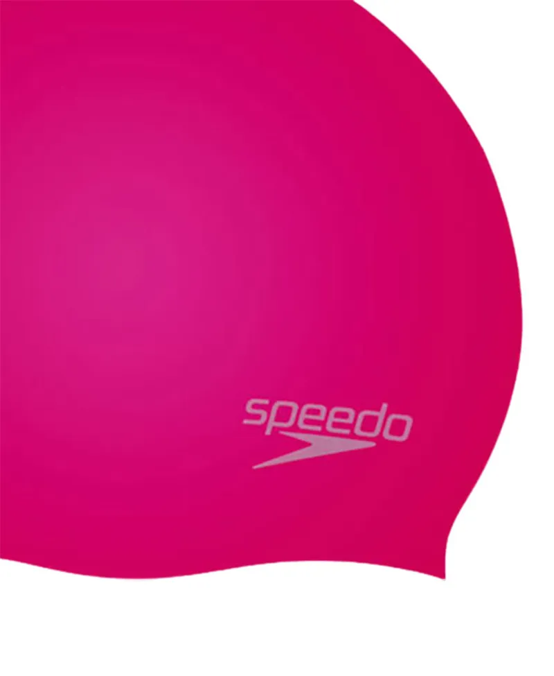 Speedo Junior Plain Moulded Silicone Cap Pink-2